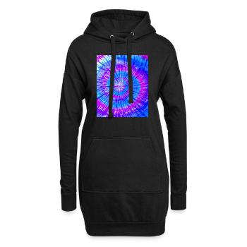 Abstract Pattern Colorful Batik Purple Blue - Hoodie-Kleid - Schwarz - Vorne
