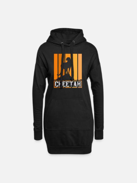 Retro Gepard - Hoodie-Kleid - Schwarz