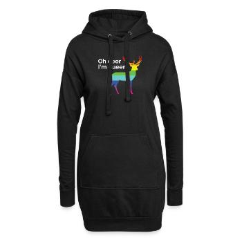 Oh Hirsch, ich bin queer - schwuler Stolz - Hoodie-Kleid - Schwarz - Vorne