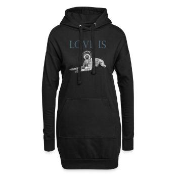 Love Is German Wirehaired Pointer Dog Saint Valentin - Sweat-shirt à capuche long Femme - noir - Devant
