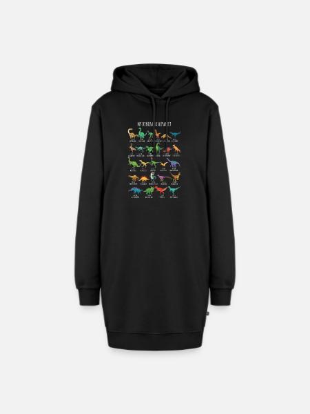 Dinosaur Types Alphabet AZ Dino ABC T-Rex Dino - Hoodie Dress - black