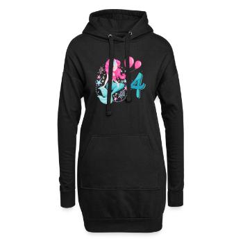 4e anniversaire sirène quatre ans enfants - Sweat-shirt à capuche long Femme - noir - Devant
