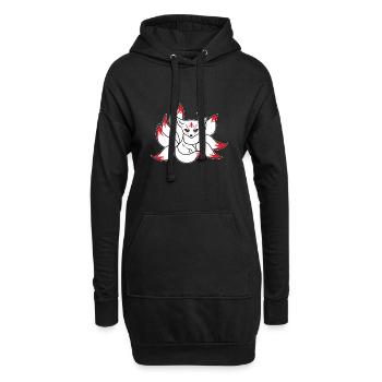 Kitsune Kami Inari Kawaii Maske Japanischer Fuchs - Hoodie-Kleid - Schwarz - Vorne