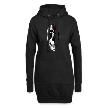 Half Skull With Red Rose - Hoodie-Kleid - Schwarz - Vorne