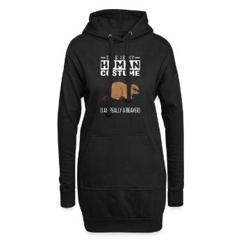 C'est mon costume humain, je suis vraiment un castor - Sweat-shirt à capuche long Femme - noir - Devant