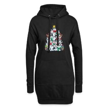 Sibérien Husky Sapin de Noël De Noël Gesch - Sweat-shirt à capuche long Femme - noir - Devant