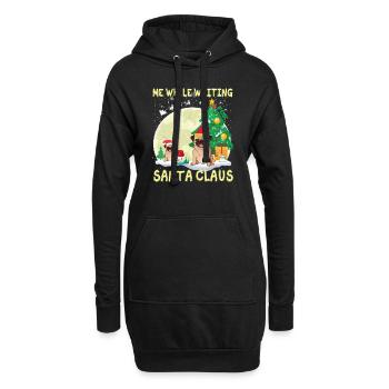 Carlin moi en attendant le Père Noël - Sweat-shirt à capuche long Femme - noir - Devant
