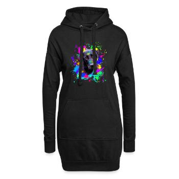 Süßer Schwarzer Labrador-Hund - Hoodie-Kleid - Schwarz - Vorne