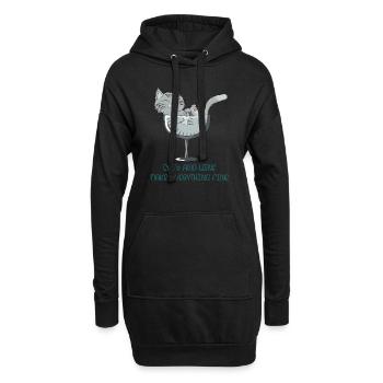 cat's and wine make everything fine. Waldkatze - Hoodie-Kleid - Schwarz - Vorne