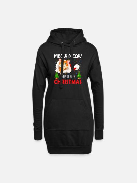 WEIHNACHTEN - MEOW MEOW MERRY CHRISTMAS KATZE - Hoodie-Kleid - Schwarz