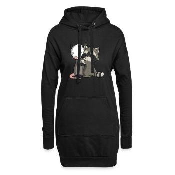 Opossum et raton laveur - Sweat-shirt à capuche long Femme - noir - Devant