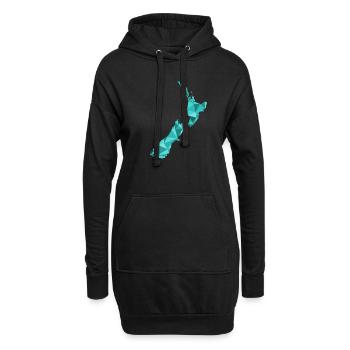 Neuseeland Karte im Polygonstil - Hoodie-Kleid - Schwarz - Vorne
