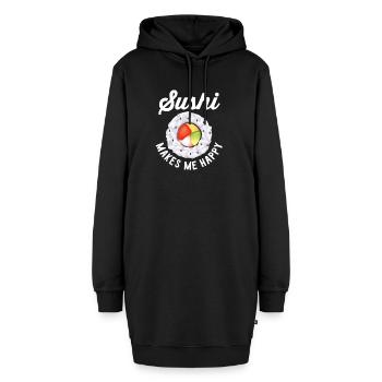 Funny Sushi Saying Sushi Makes Me Happy - Hoodie-Kleid - Schwarz - Vorne