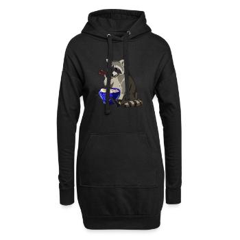 Waschbär Ramen - Hoodie-Kleid - Schwarz - Vorne