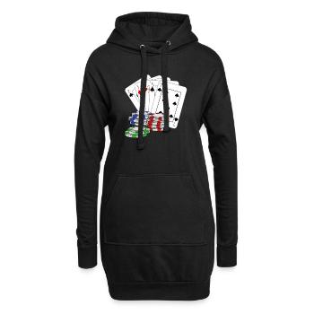 Poker Poker Pokerface jeu de cartes - Sweat-shirt à capuche long Femme - noir - Devant