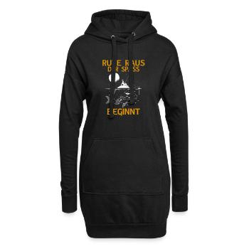 Rute Raus der Spass Beginnt Lustiges Angler Angeln - Hoodie-Kleid - Schwarz - Vorne