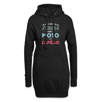 Je Suis Une Fille Simple J aime La Moto Et L apéro - Sweat-shirt à capuche long Femme - noir - Devant