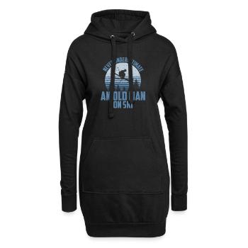 Never Underestimate An Old Man On Skis, Papa Ski - Hoodie-Kleid - Schwarz - Vorne