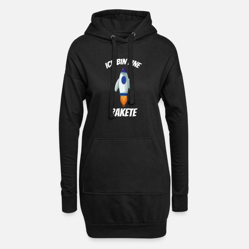Ich bin eine Rakete - Hoodie-Kleid - Schwarz