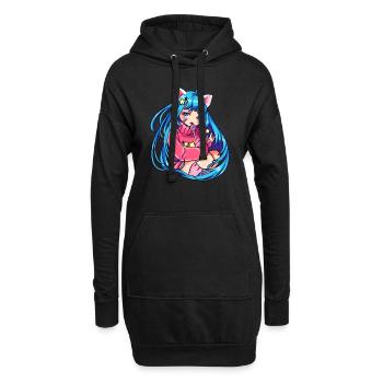 Catgirl - Collectionneur d'étoiles - Sweat-shirt à capuche long Femme - noir - Devant