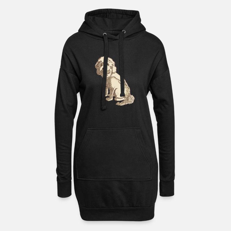Cockapoo Hundezeichnung eines Cockapoo - Hoodie-Kleid - Schwarz
