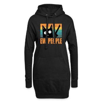 ew people funny cat - Hoodie-Kleid - Schwarz - Vorne