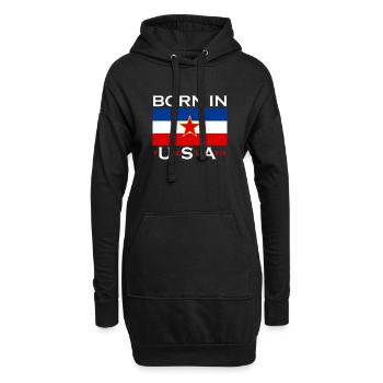 Born en Yugoslavia - Drôle de Yougoslavie Balkans - Sweat-shirt à capuche long Femme - noir - Devant