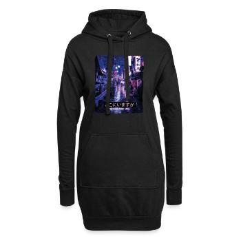 Vaporwave Art Aesthetic des années 80 Mème Tokyo Where - Sweat-shirt à capuche long Femme - noir - Devant