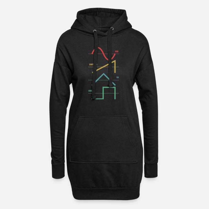 Vintage Analog Synthesizer Techno Waveform - Synth - Hoodie-Kleid - Schwarz