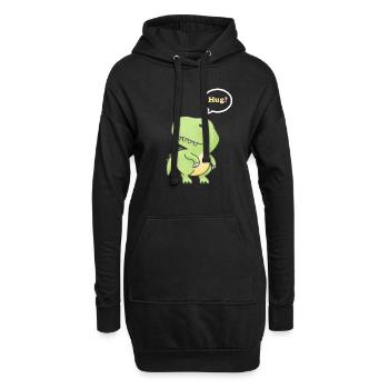 Süße T-Rex Umarmung - Hoodie-Kleid - Schwarz - Vorne