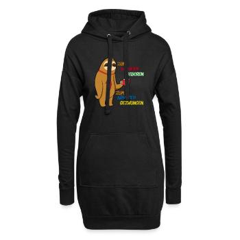Zum Schlafen geboren, zum Arbeiten gezwungen - Hoodie-Kleid - Schwarz - Vorne