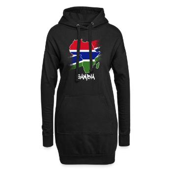 Drapeau gambien à l’intérieur de l’Afrique Carte Amour Gambie - Sweat-shirt à capuche long Femme - noir - Devant