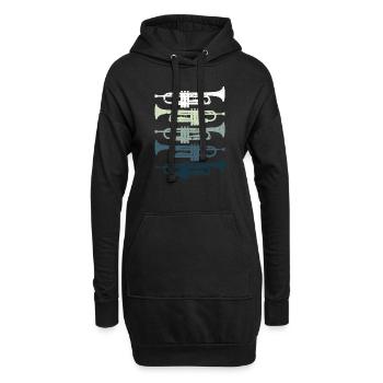 Trumpet Retro Jazz - Hoodie-Kleid - Schwarz - Vorne