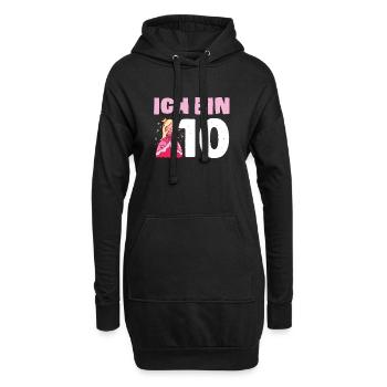 Mädchen Ich bin 10 Jahre alt 10. Geburtstag - Hoodie-Kleid - Schwarz - Vorne