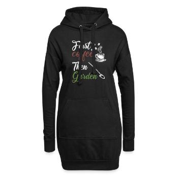 Garten Morgenmuffel Kaffee Gärtner Gartenarbeit - Hoodie-Kleid - Schwarz - Vorne