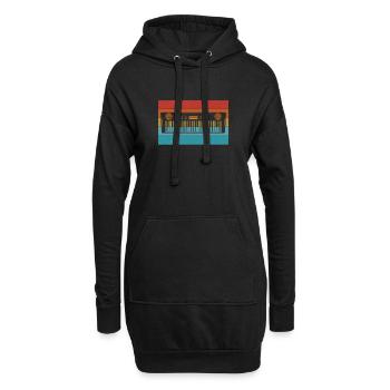 Rétro Synthés Keyboard Électro producteur de musique - Sweat-shirt à capuche long Femme - noir - Devant