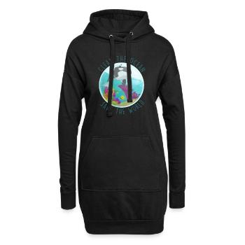 safe the ocean erde animal turtle nachhaltig - Hoodie-Kleid - Schwarz - Vorne