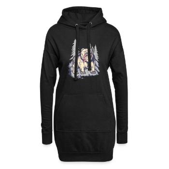 Grizzly Ours saumon forêt - Sweat-shirt à capuche long Femme - noir - Devant