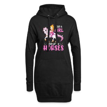 Pferd Pferdeliebhaberin, Pferde Horse. Love Horses - Hoodie-Kleid - Schwarz - Vorne