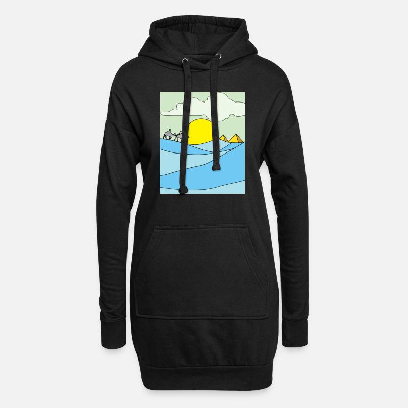 Retro Pyramide Wüste Sonne - Hoodie-Kleid - Schwarz