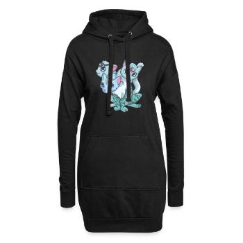 Kawaii Pastel Goth Creepy Cute 3 Headed Cat - Sweat-shirt à capuche long Femme - noir - Devant