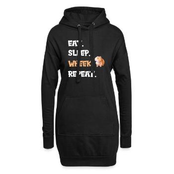 Cobaye Eat sleep wheek repeat sort - Sweat-shirt à capuche long Femme - noir - Devant