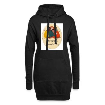 International Womes Day - Sweat-shirt à capuche long Femme - noir - Devant