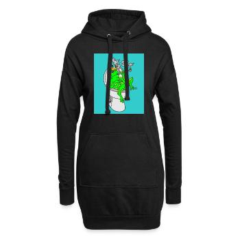Rauchender Frosch auf dem Klo - Hoodie-Kleid - Schwarz - Vorne