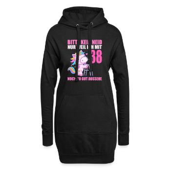 Bitte kein Neid 38 Jahre Einhorn 38. Geburtstag - Hoodie-Kleid - Schwarz - Vorne