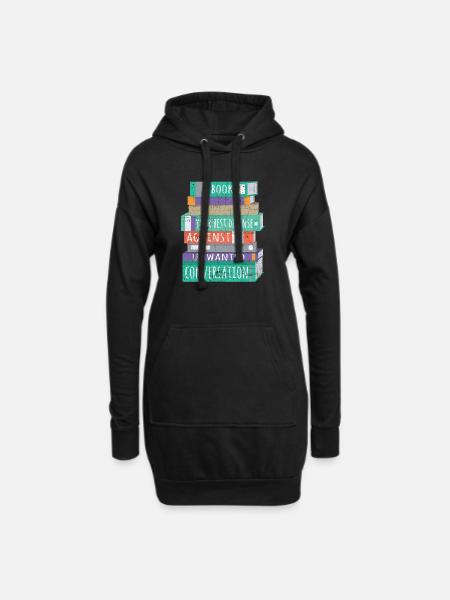 Bookworm Shirt Books Your Best Defense Antisocial - Hoodie-Kleid - Schwarz