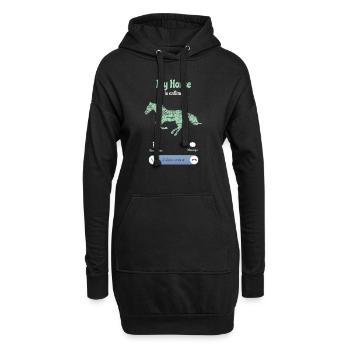 Das Pferd ruft an - Hoodie-Kleid - Schwarz - Vorne