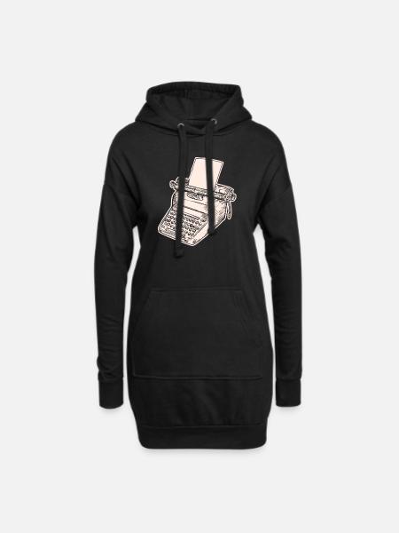 vintage schreibschrift, Schreibmaschine - Hoodie-Kleid - Schwarz