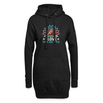 Ich Liebe Yoga und Hunde Lustige Yoga Hunde Asana - Hoodie-Kleid - Schwarz - Vorne