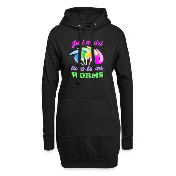 Worm On A String Just A Girl Who Loves Worms - Sweat-shirt à capuche long Femme - noir - Devant